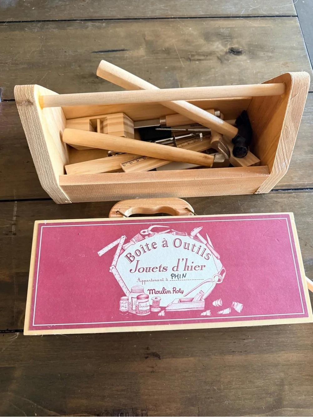 Vintage Child Wooden Wood Carpentry Tool Set